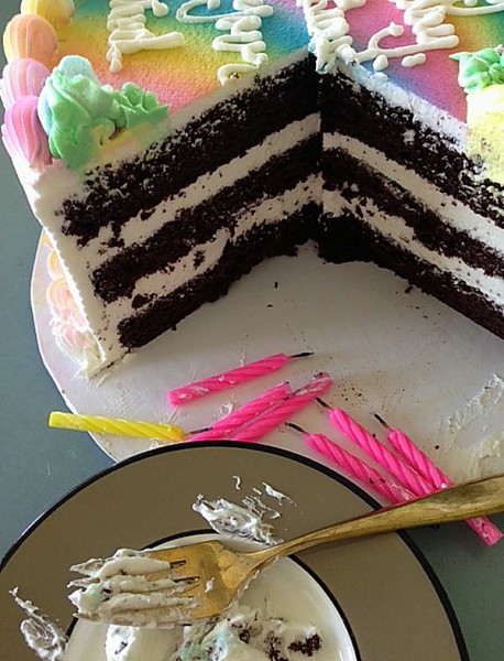 Birthday cake sliced