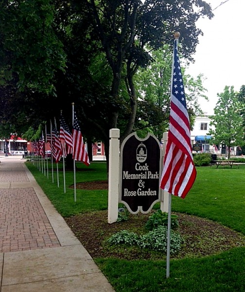 Memorial Day Cook Park sign