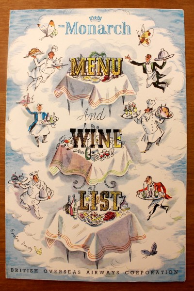 Clem airlines BOAC Monarch menu wine list