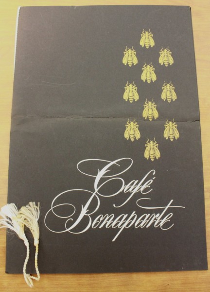 Clem menu cover Cafe Bonaparte