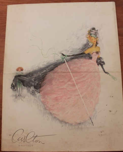 Clem menu cover lady in pink gown