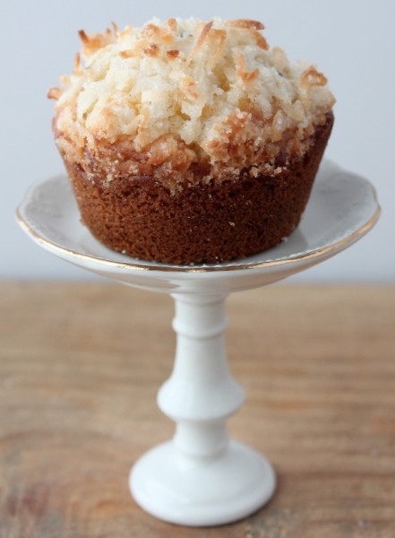 Orange Coconut Muffins on stand