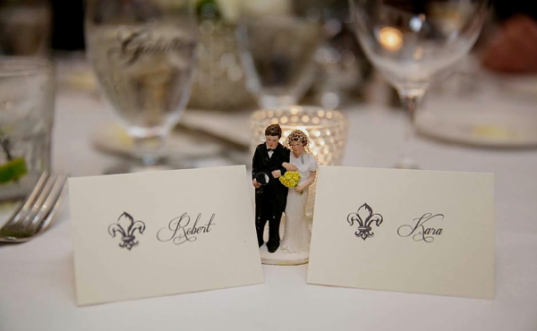 Wedding name plates at reception