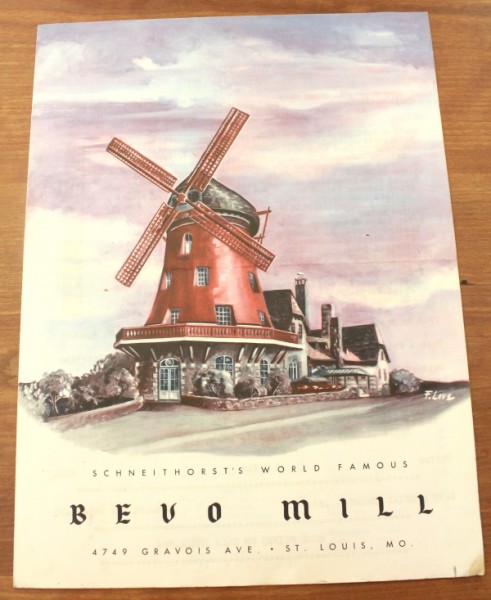 Clem Missouri Bevo Mill menu cover