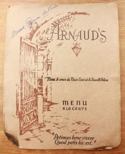 Clem New Orleans Arnaud's A la Carte Menu