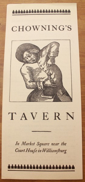 Clem Williamsburg menu cover Chowning's Tavern