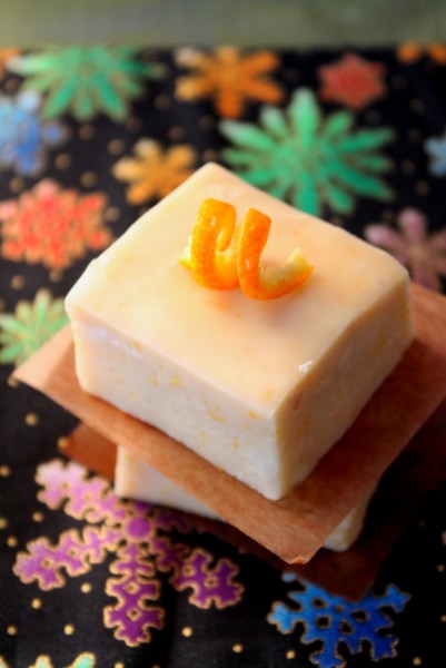 Creamsicle Fudge single piece with orange peel