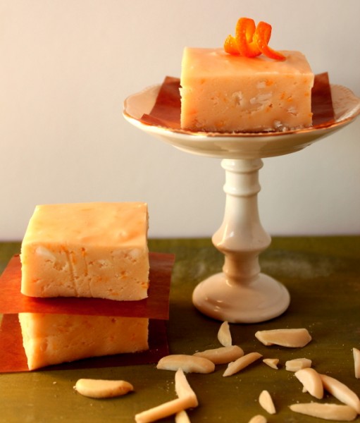 Creamsicle fudge on stand