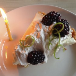 Trace Key Lime Pie with candle