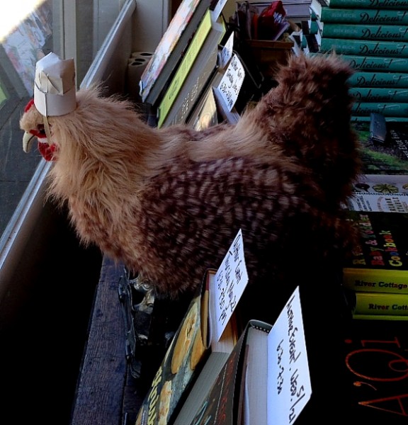 Omnivore chicken in window