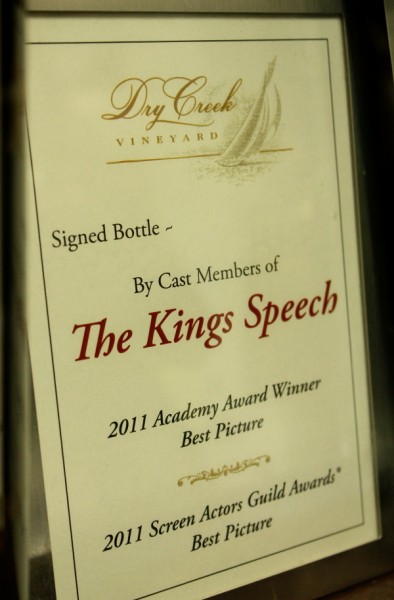 Dry Creek signed bottle Kings Speech