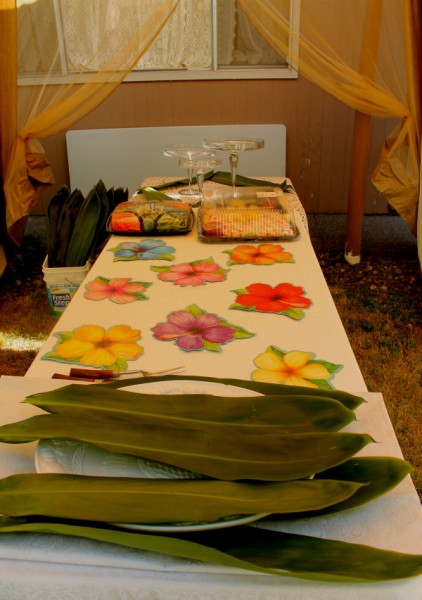 Tonga getting buffet table ready