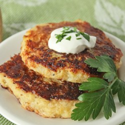 Squash hash browns two on plate