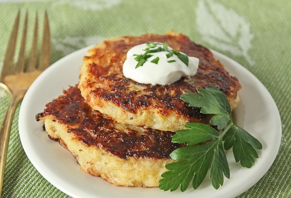 Squash hash browns two on plate