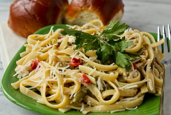 Leftover Turkey pasta on plate