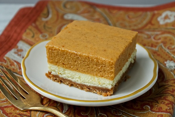 Pumpkin dessert on paisley napkin