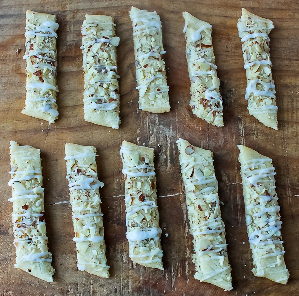 Almond Slice Cookies on wood