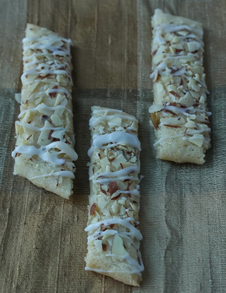 Almond Slice Cookies trio on gold