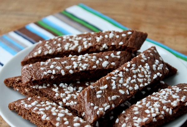 Chocolate Slice cookies on plate