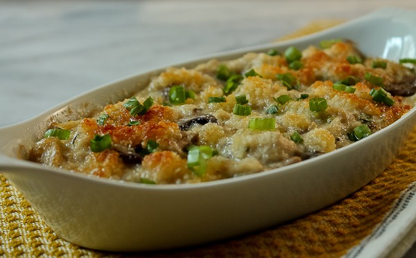 Crab au gratin in gratin dish