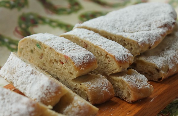 stollen slices on board