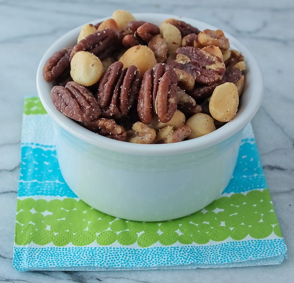 Pecan mix in bowl with napkin