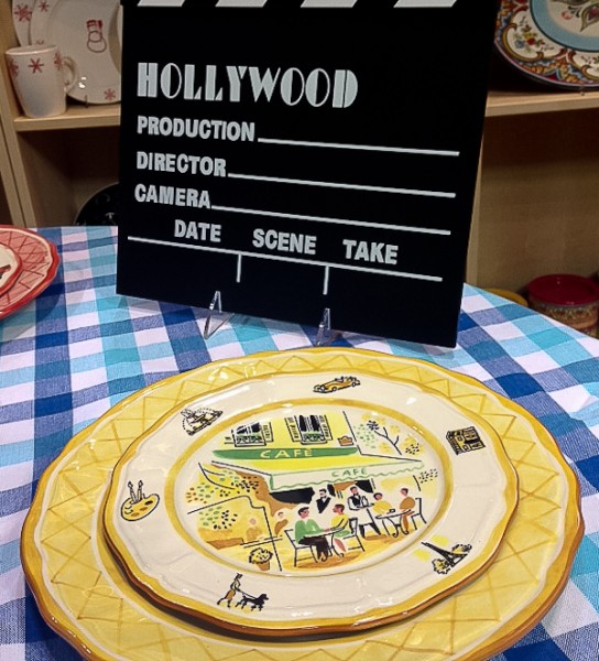 TCM yellow plate with Hollywood clapboard