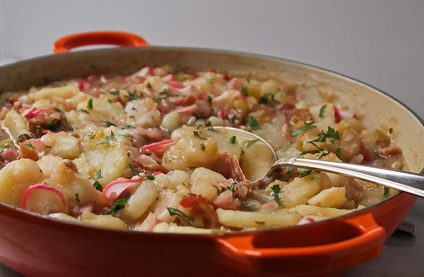 Hot German Salad in pan