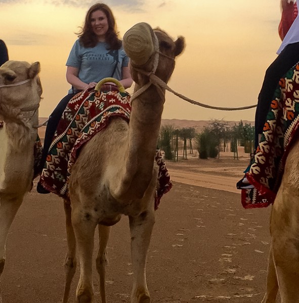 Kristina on Dubai camel