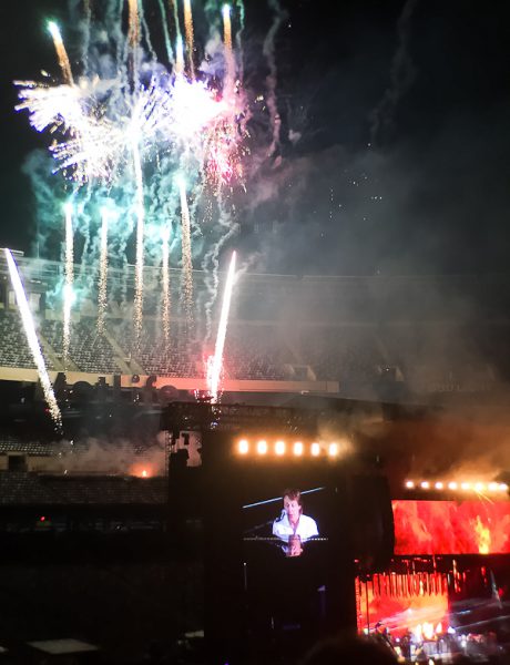 MetLife Stadium with fireworks