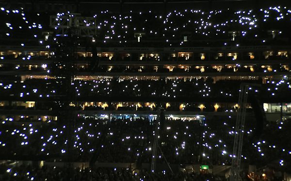 MetLife Stadium with flashlights